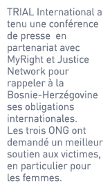 TRIAL International a tenu une conférence de presse en partenariat avec MyRight et Justice Network pour rappeler à la...