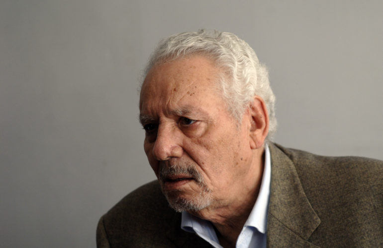 Picture of former Algerian defence minister Khaled Nezzar speaking during a press conference.