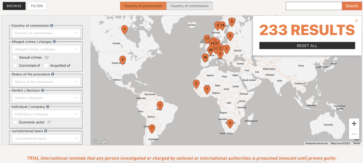 Universal Jurisdiction Interactive Map TRIAL International