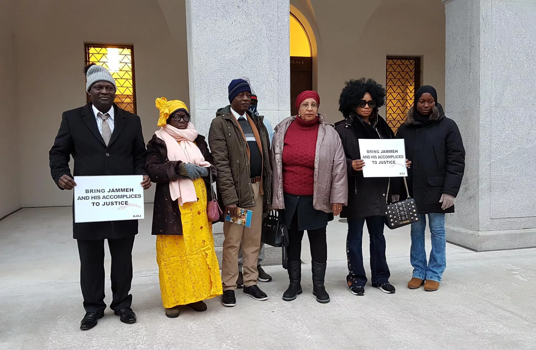 Part of the plaintiffs in the Ousman Sonko case in front of the Federal Criminal Court in Bellinzona