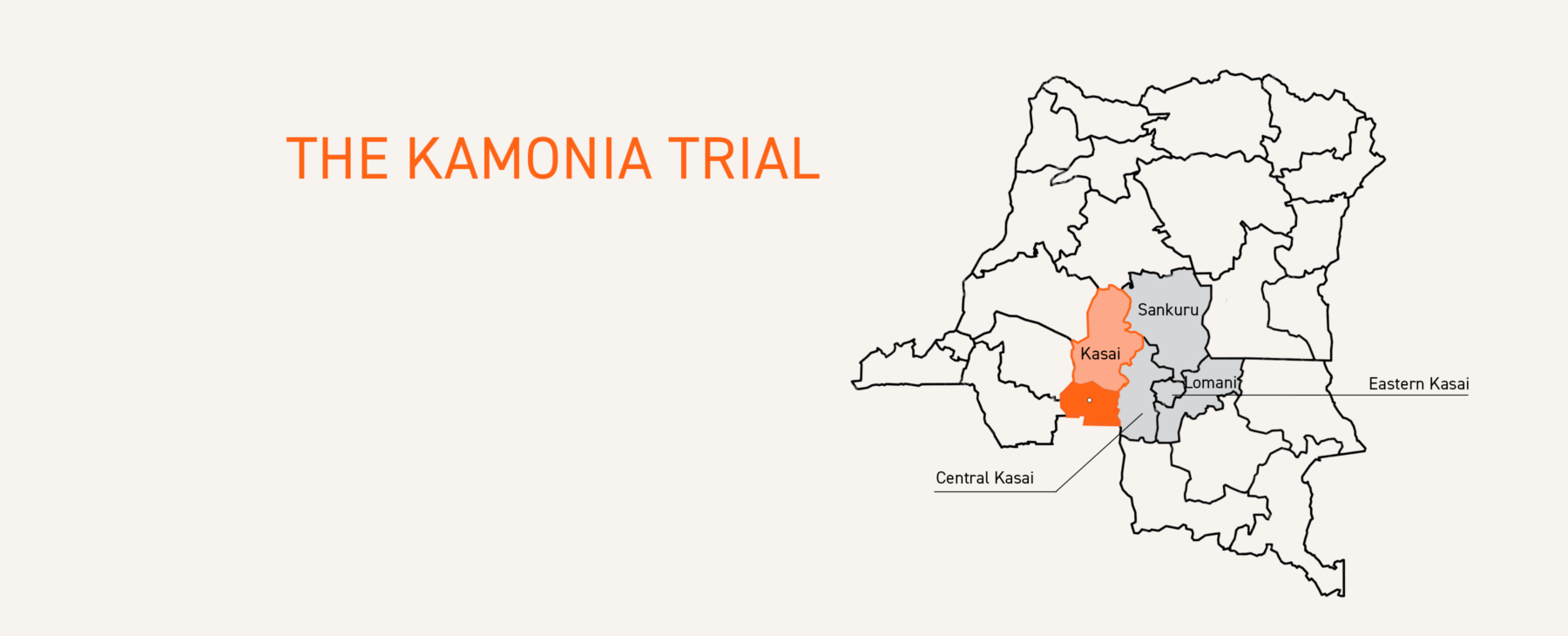 Kamonia trial, map of DRC
